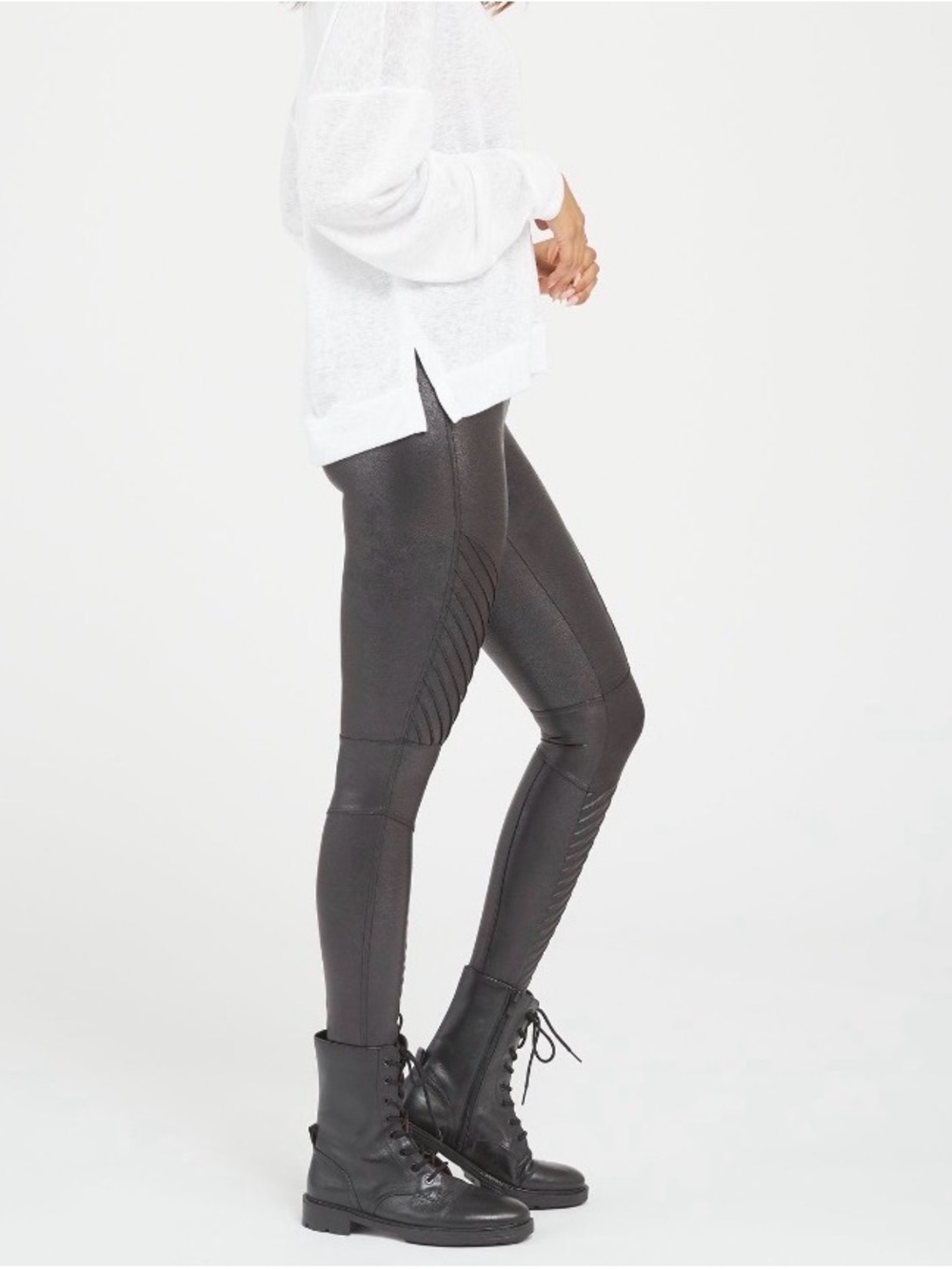 Spanx Black Moto Detail Faux-Leather Leggings